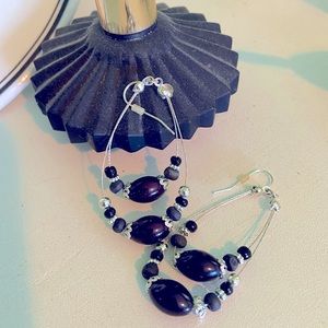 Elegant Black & Silver Earrings